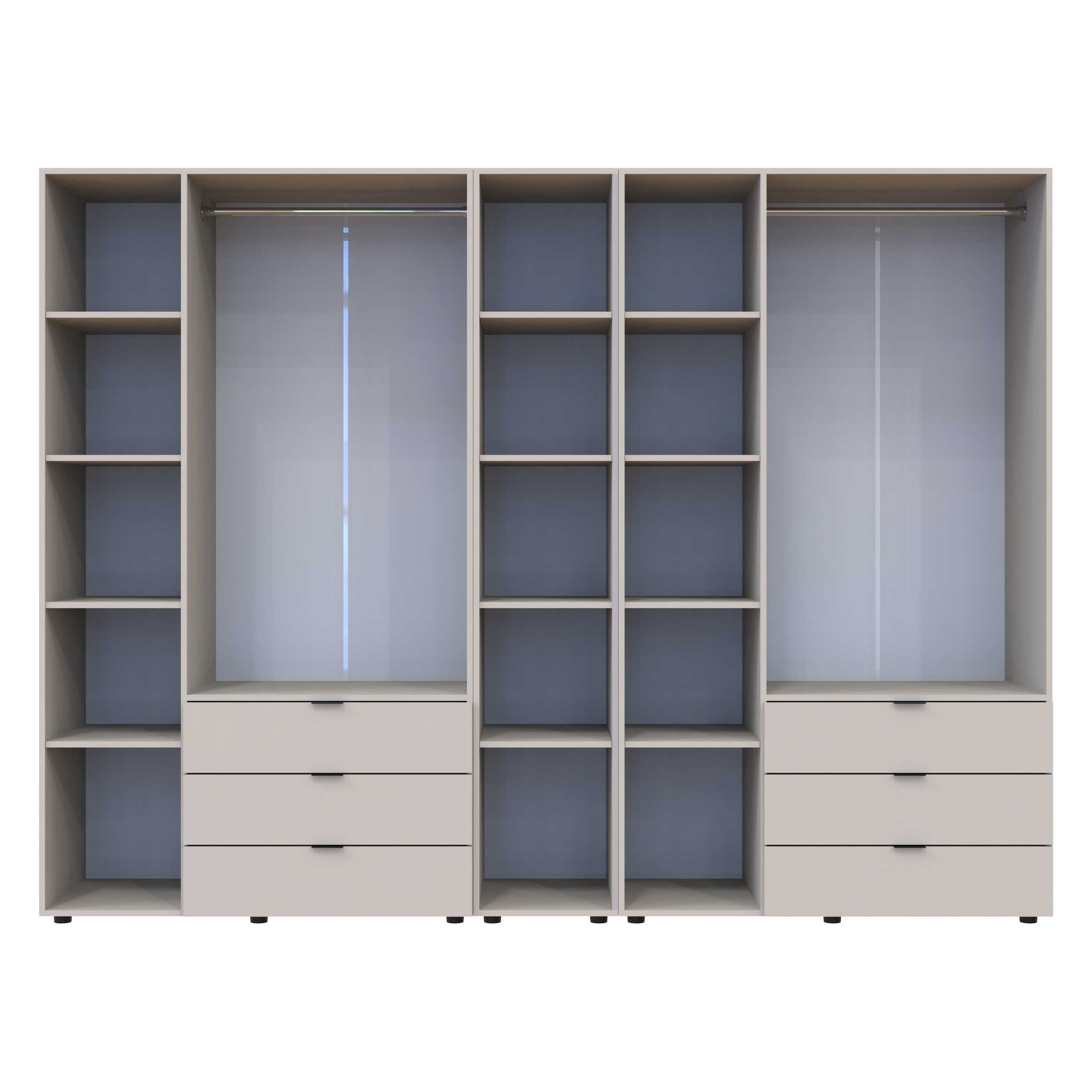 Комплект шкафов для одежды Doros Гелар 270,6х49,5х203,4 см 3 шт. Кашемир (DRS-011252) - фото 6 Комплект шкафов для одежды Doros Гелар 270,6х49,5х203,4 см 3 шт. Кашемир (DRS-011252) - фото 6