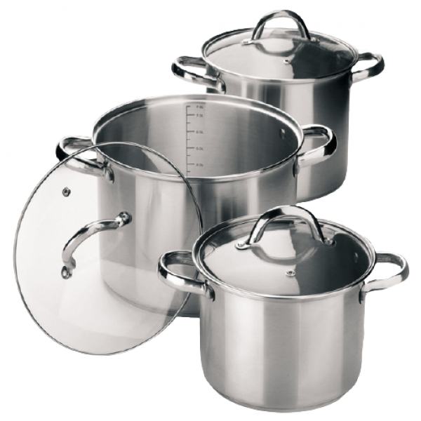 Набор посуды Maestro из нержавеющей стали со стеклянными крышками 3,5/4,5/8 л 6 пр. (f8f26b3a) - фото 2