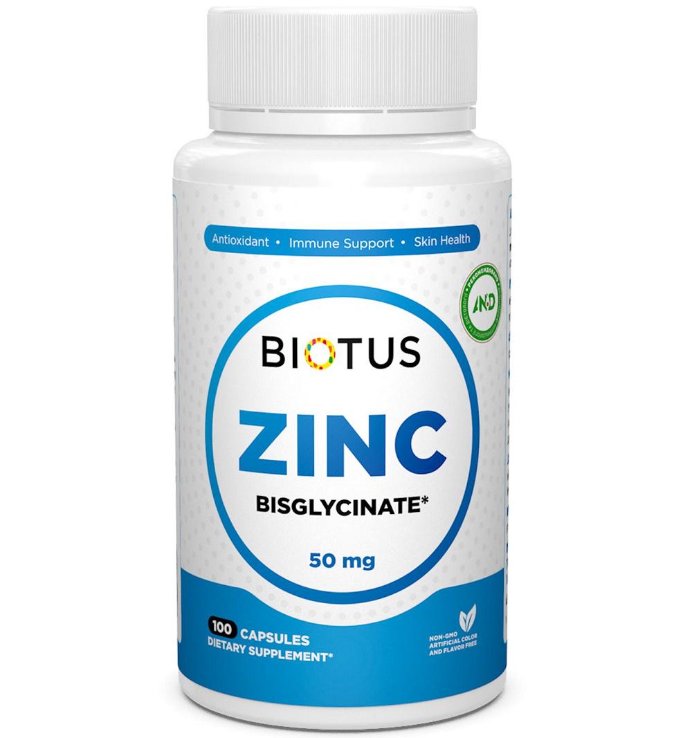 Микроэлемент Цинк Biotus Zinc Bisglycinate 50 мг 100 Caps (BIO-530562)