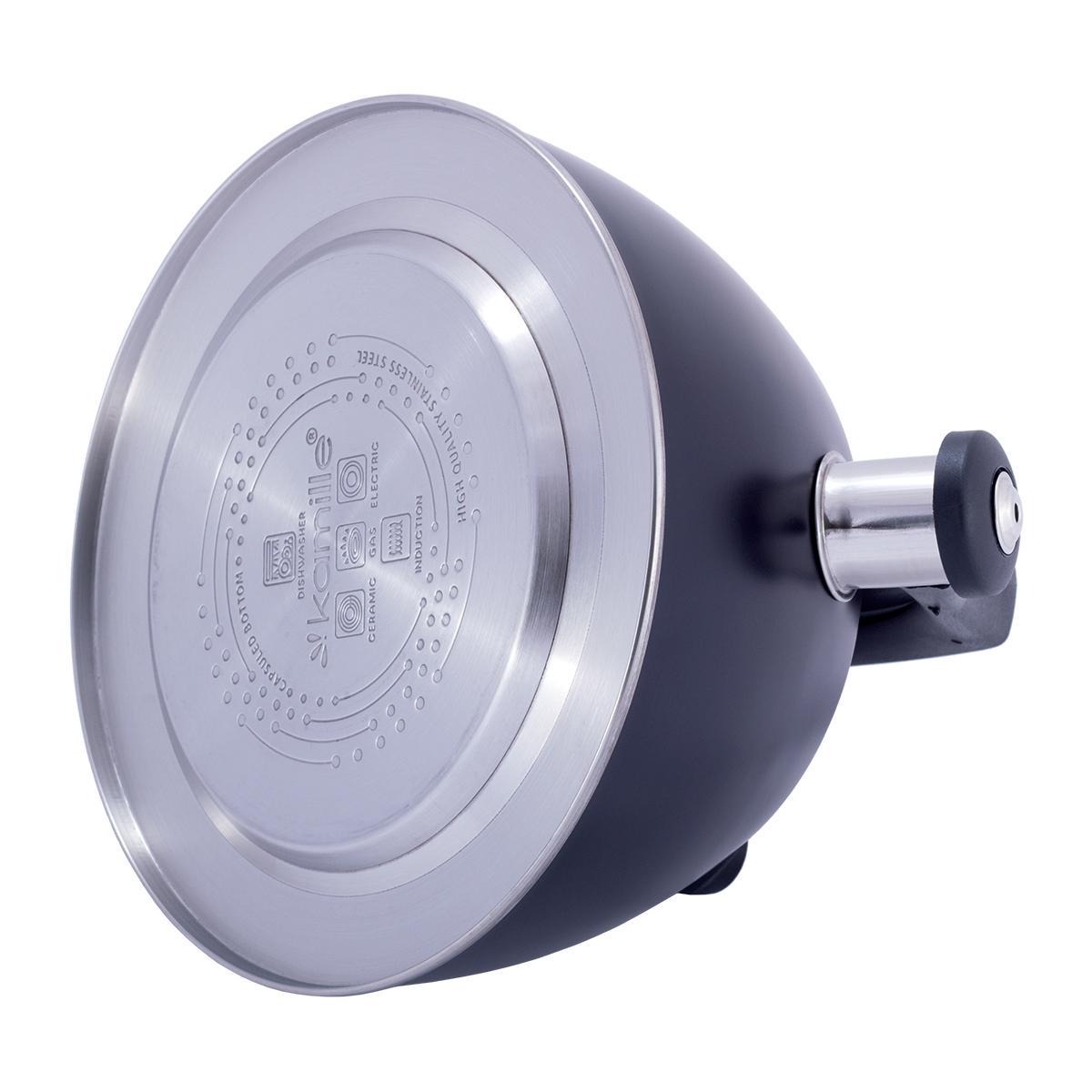 Чайник Kamille Vizo из нержавеющей стали со свистком и термометром индукционный 3 л - фото 5