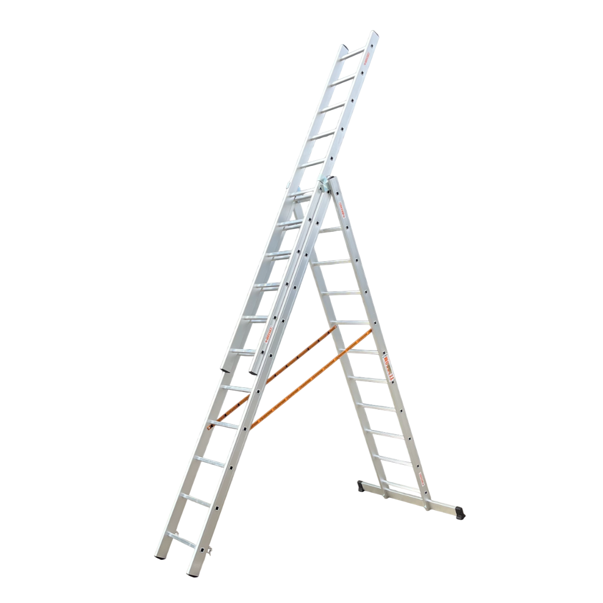 Драбина Техпром алюмінієва трисекційна 3х11/7,33 м