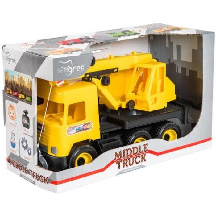 Игрушечная машинка Tigres Middle Truck Кран в коробке Желтый (394913)