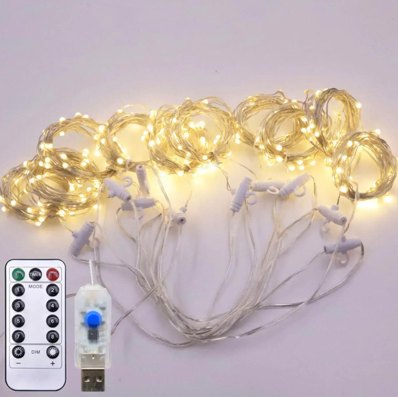 Гирлянда штора светодиодная Copper 200LED WW-9 от USB 2х3 м Теплый Белый (1010221-White)