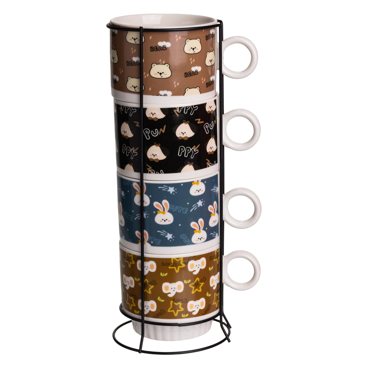 Набор детских чашек фарфоровых на металлической подставке Toys 4 шт. по 300 мл Разноцветный (FM-15) Набор детских чашек фарфоровых на металлической подставке Toys 4 шт. по 300 мл Разноцветный (FM-15)