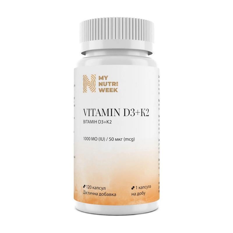 Вітамін D3 1000 МО + K2 MK-7 My Nutri Week Vitamin D3 + K2 120 капс.