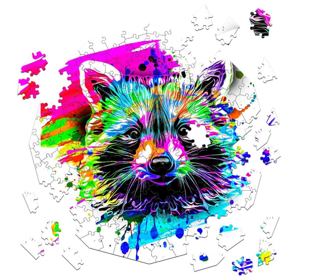 Пазл деревянный фигурный THEGRAVIX Графити Животные Енот 146 деталей