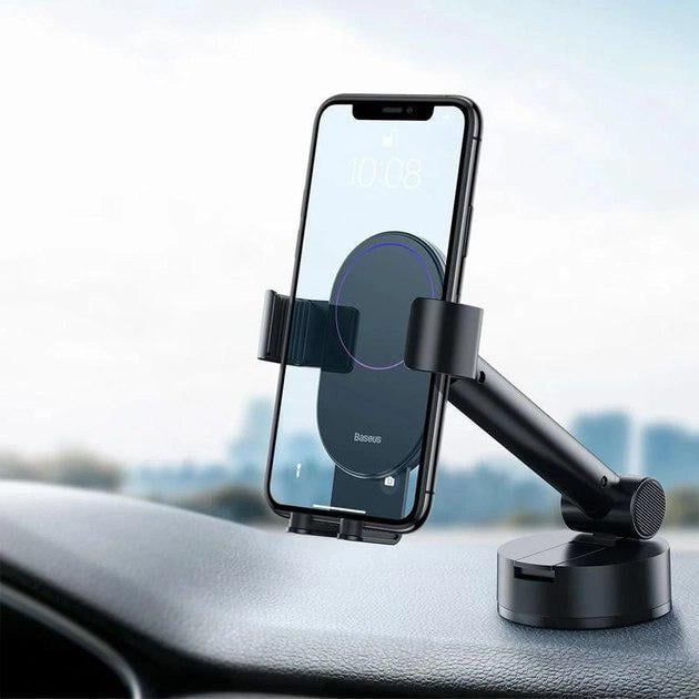 Тримач для телефону в автомобіль Baseus Simplism Gravity Car Mount Holder Black (SUYL-JY01) - фото 3