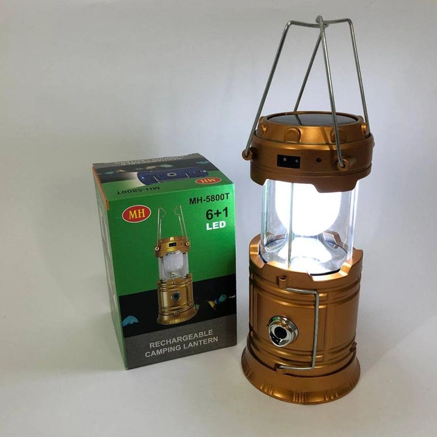 Фонарь-лампа туристический CAMPING MH-5800T LED на солнечной батарее Коричневый (ws84883-1) - фото 6