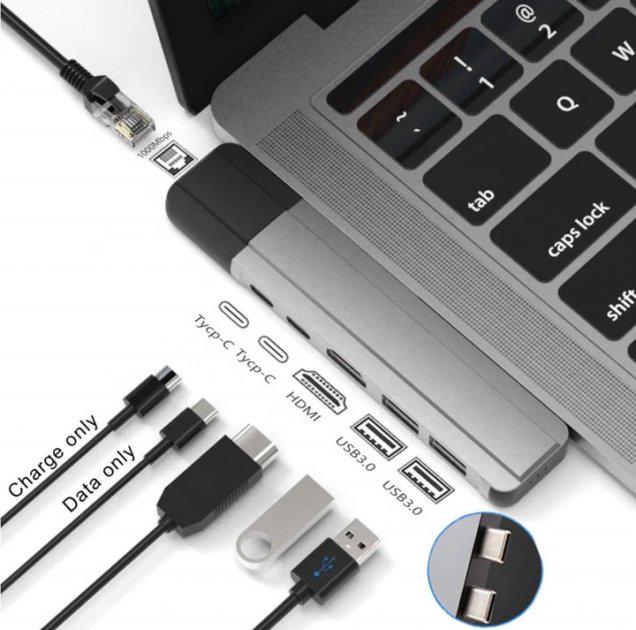 USB-хаб Foxconn Type-C на HDMI 2 x USB 3,0/Ethernet LAN RJ-45/USB-C Charging (A14927) - фото 3