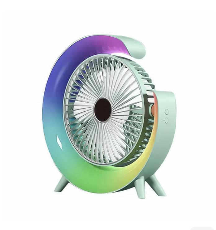 Вентилятор настольный аккумуляторный 33278 RGB USB Type-C Green