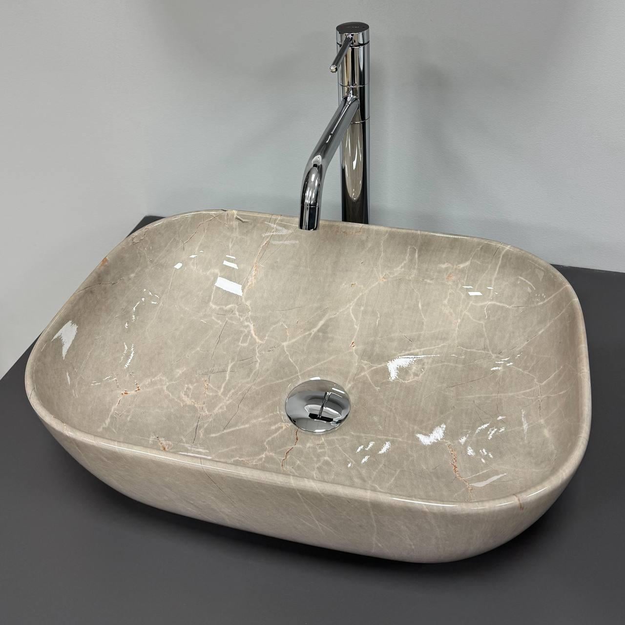 Умивальник накладний VBI RAVENNA BEIGE STONE Glossy (3018865738)