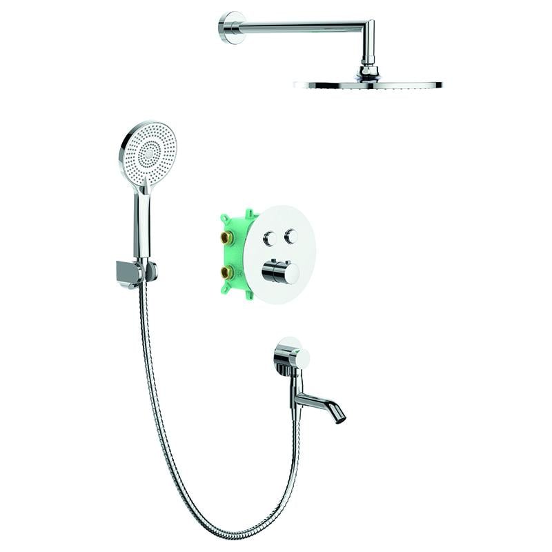 Душевая система встраиваемая KOER KB-67012-01 с термостатом Хром (KR4728)