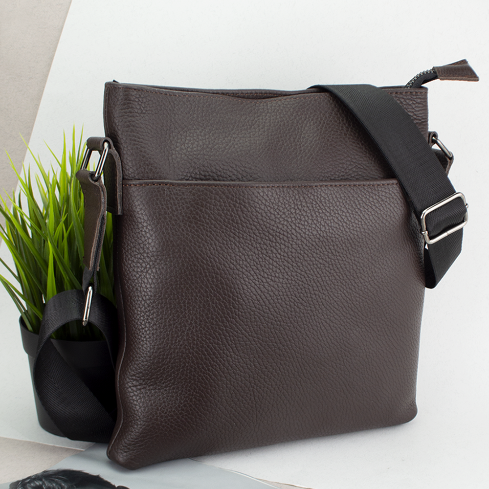 Сумка чоловіча шкіряна Handycover S202 з 2 кишенями Коричневий
