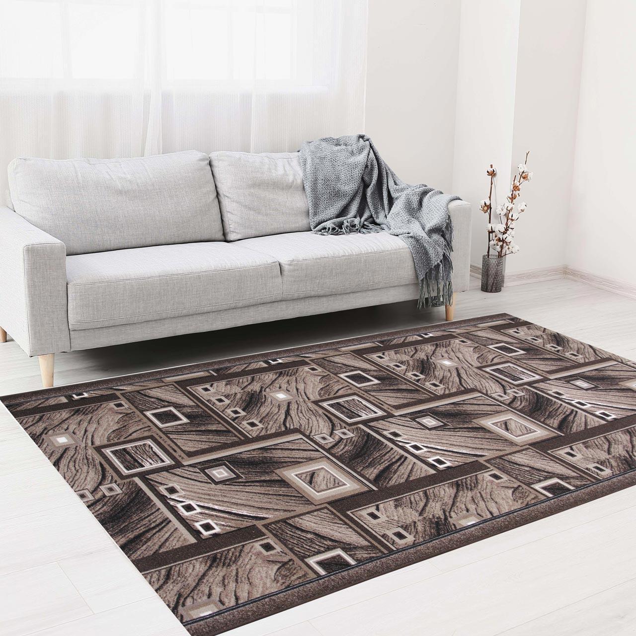 Ковер безворсовый на войлочной основе DAKARIA Print Run Квадрат p3 1,5x4 м Коричневый/Бежевый (00-00018811) - фото 4