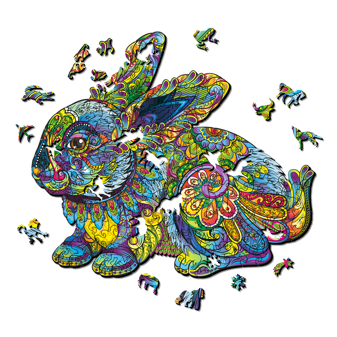 Пазл деревянный Заяц элементы в форме животных 43,5х37,7 см 188 шт. (1515099716)