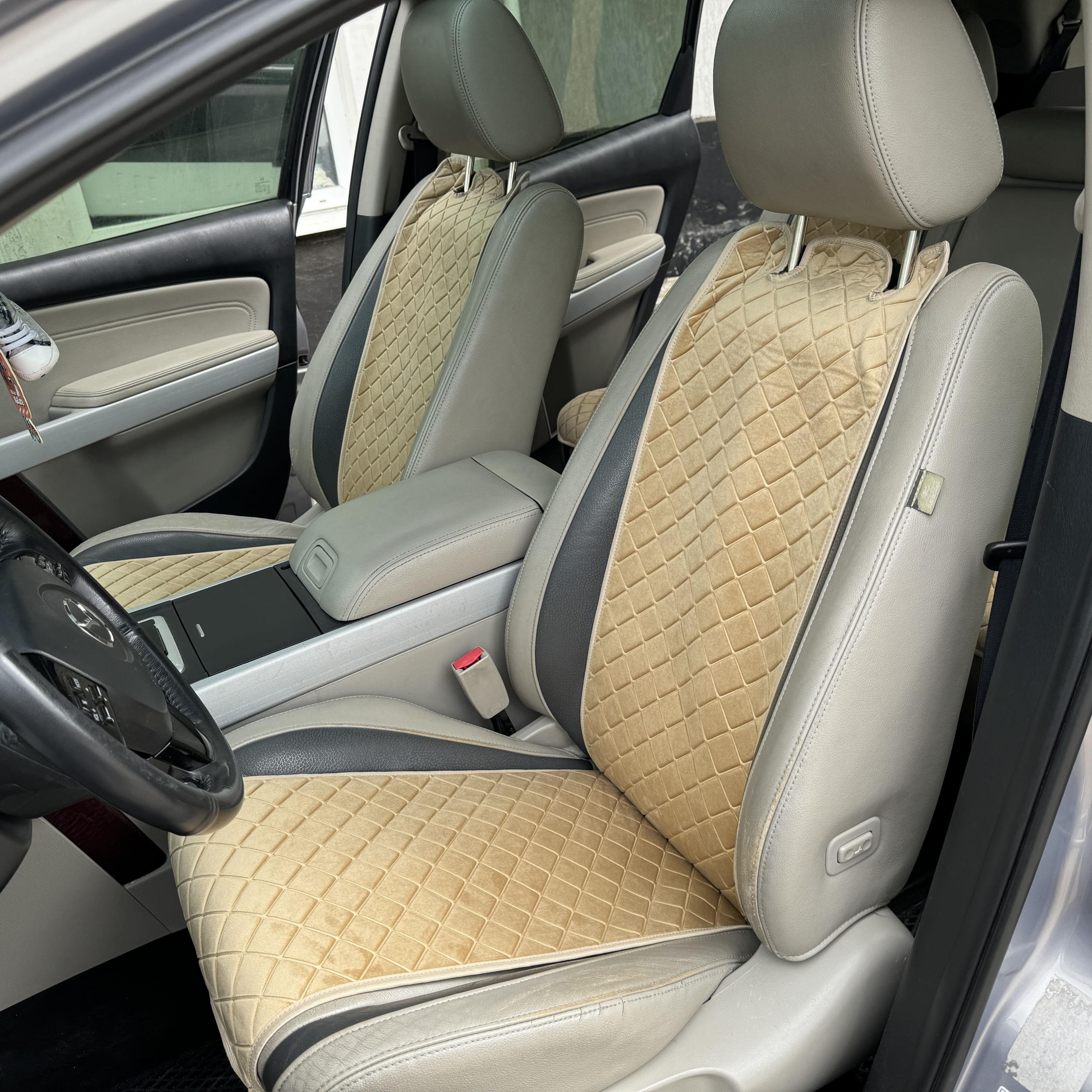 Комплект накидок на сиденье авто с алькантари Lux Пайка Квадратный ромб Стандарт Полный комплект Песочный (21140)