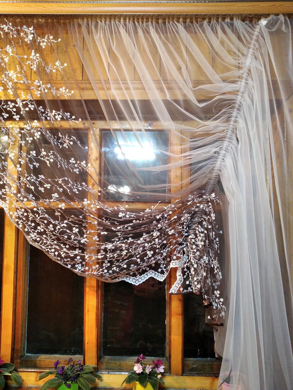 Фіранка готова коротка Камелія шоколадна - фото 2 Фіранка готова коротка Камелія шоколадна - фото 2