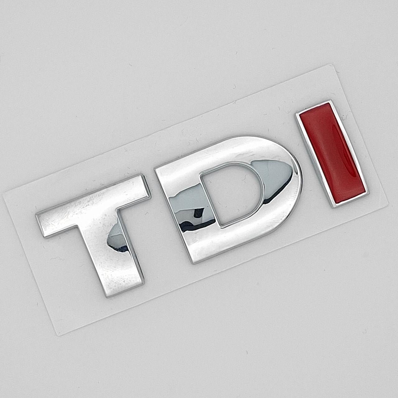 Эмблема надпись TDI Volkswagen ABS 7,7х2,5 см Хром 2/Красный 1 глянцевый (2830191908)