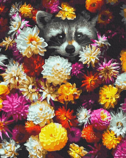 Картина по номерам Brushme "Енот в цветах" (GX34614)