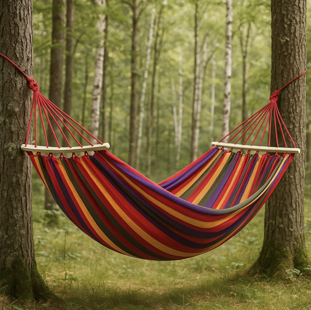 Гамак мексиканский тканевый с деревянной планкой для дома и сада 200х150 см (Е500054)