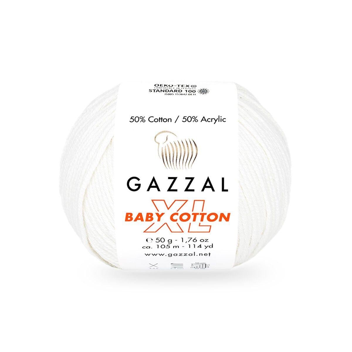 Пряжа Gazzal Baby Cotton XL 3410 Белый