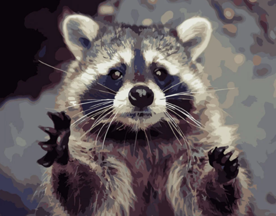 Картина по номерам Strateg Енот 40x50 см (GS922)