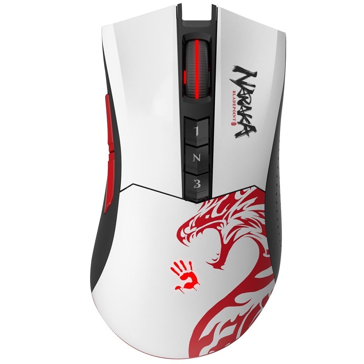 Компьютерная мышка беспроводная игровая A4Tech BLOODY R90 Plus Naraka 2,4 ГГц с док-станцией White (R90 Plus Naraka)