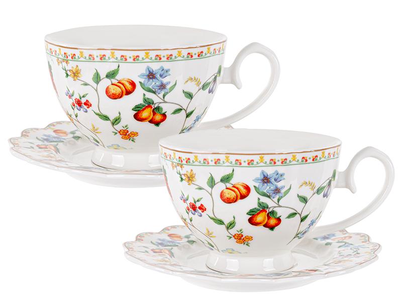 Набір чайних чашок Lefard Фруктовий вальс порцелянових з блюдцем на 2 персони 250 мл (165-362)