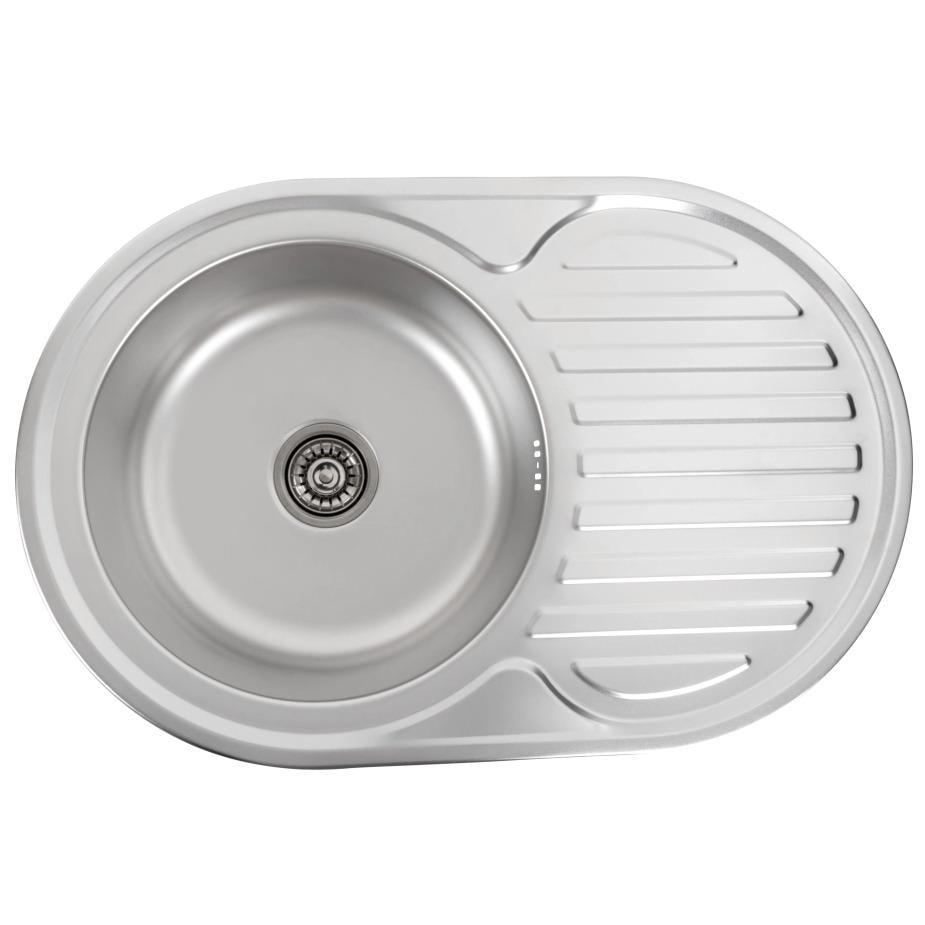 Мойка кухонная Platinum PLS-A9782 из нержавеющей стали овальная 770x500 мм (150991)