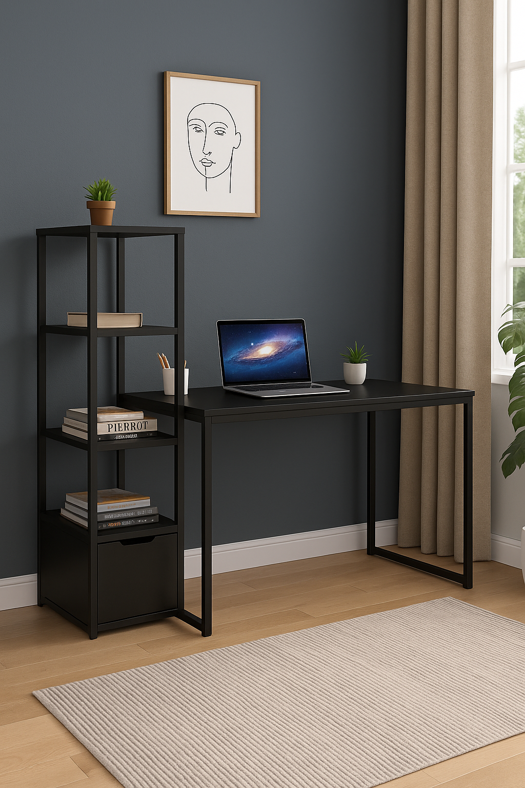 Стол письменный с этажеркой в стиле лофт EcoLoft (IN-2754)