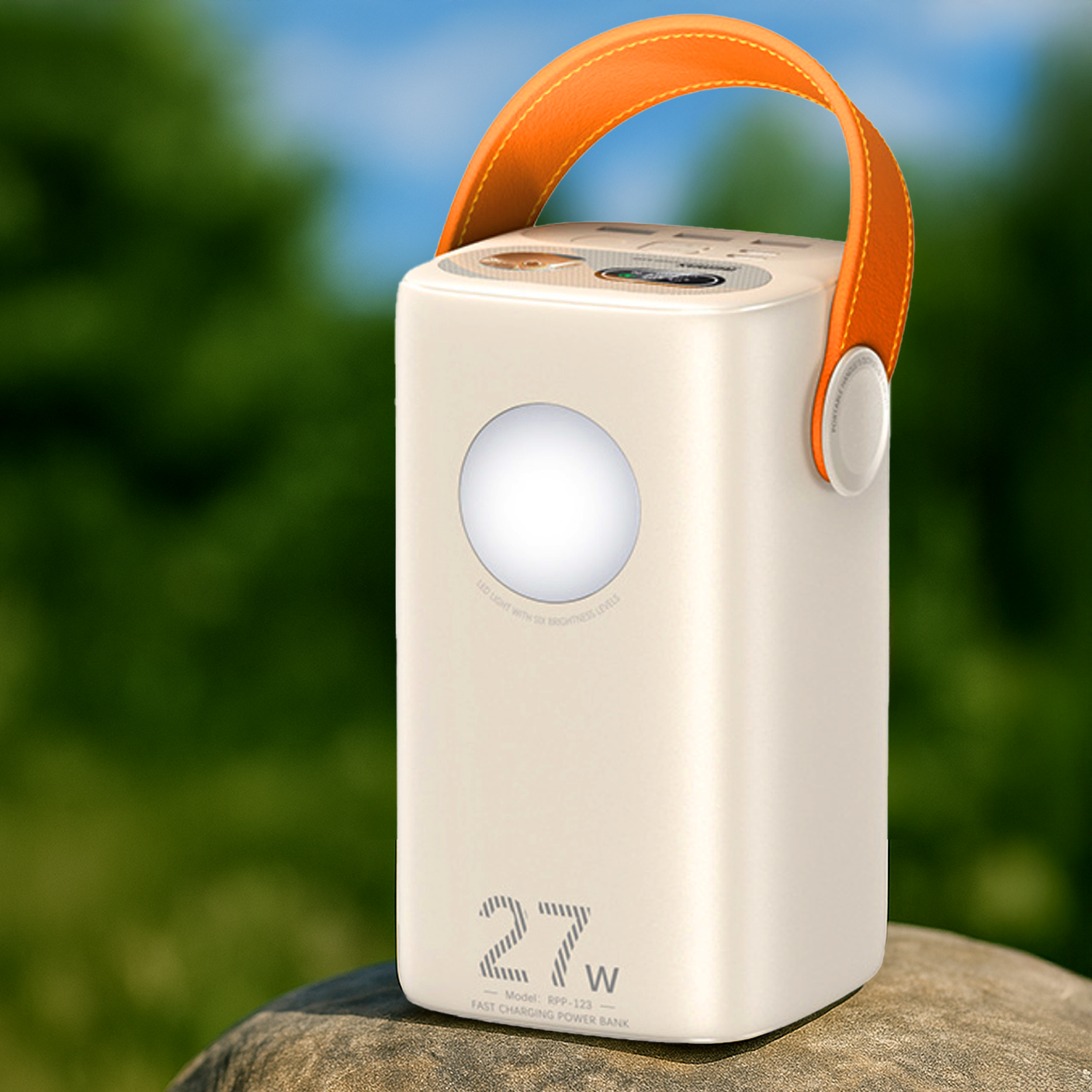 Повербанк с быстрой зарядкой Remax RPP-123 60000 mAh PD27W+QC3.0 22,5W с фонариком Бежевый (01-0047)