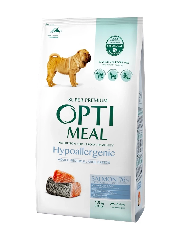 Корм для собак сухий Optimeal Dogs Hypoallergenic Medium and Large Breeds Salmon 1,5 кг