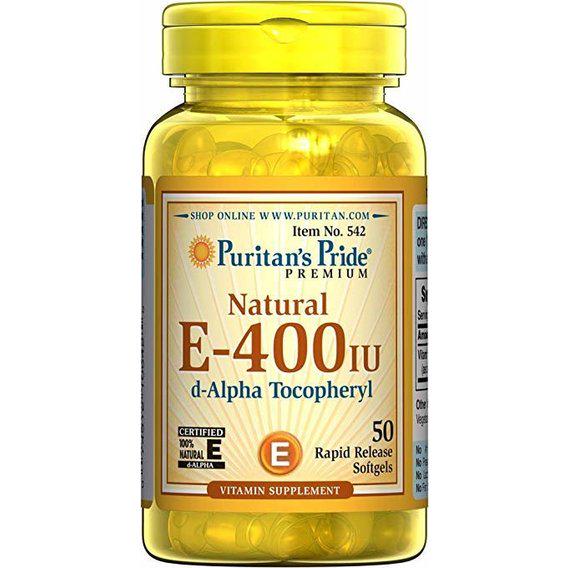 Витамин E Puritan's Pride Vitamin E-400 IU 100% Natural 50 Softgels