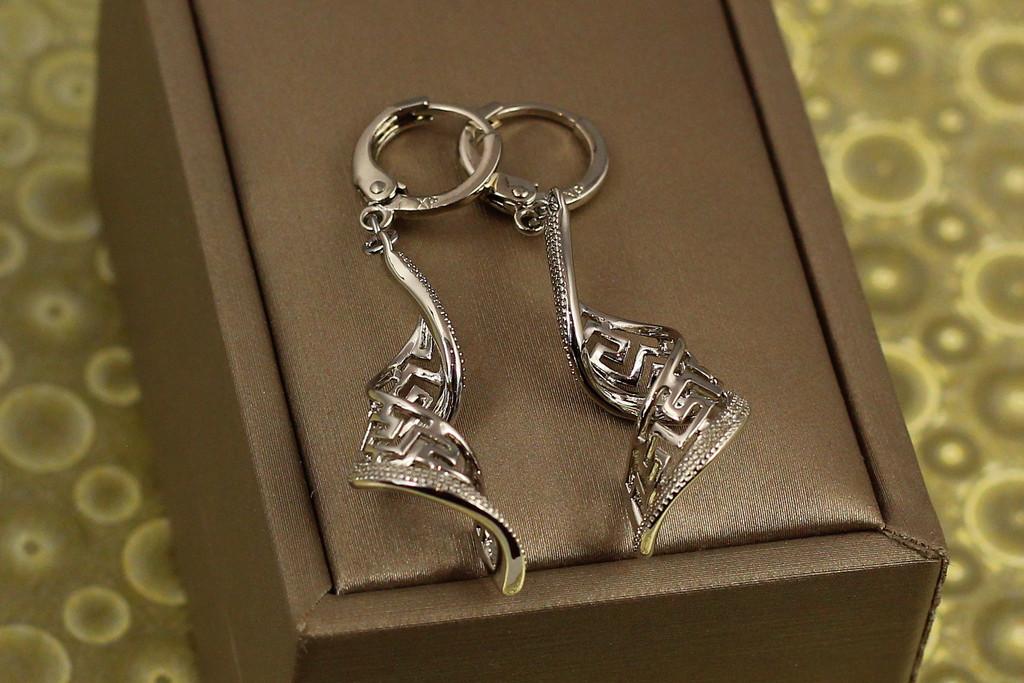 Серьги Xuping Jewelry подвески завитки 4,5 см Серебристый (2629124975) - фото 4