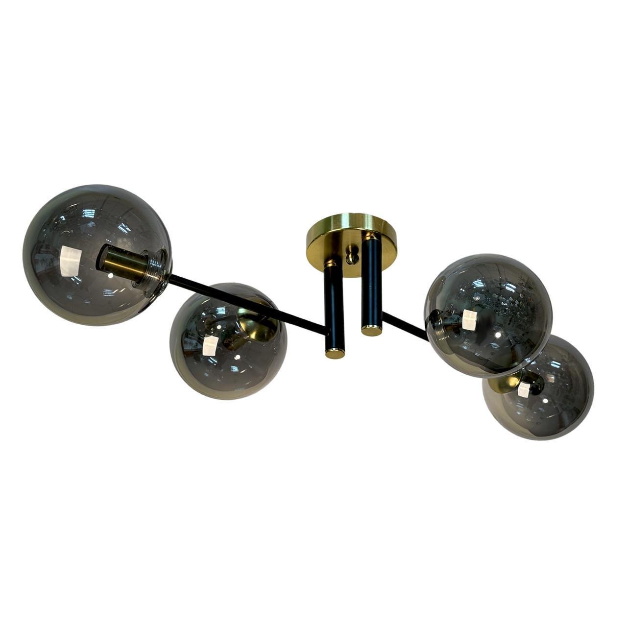 Люстра потолочная на 4 плафона Прометей Лофт P9-2900/4 BK+ Copper