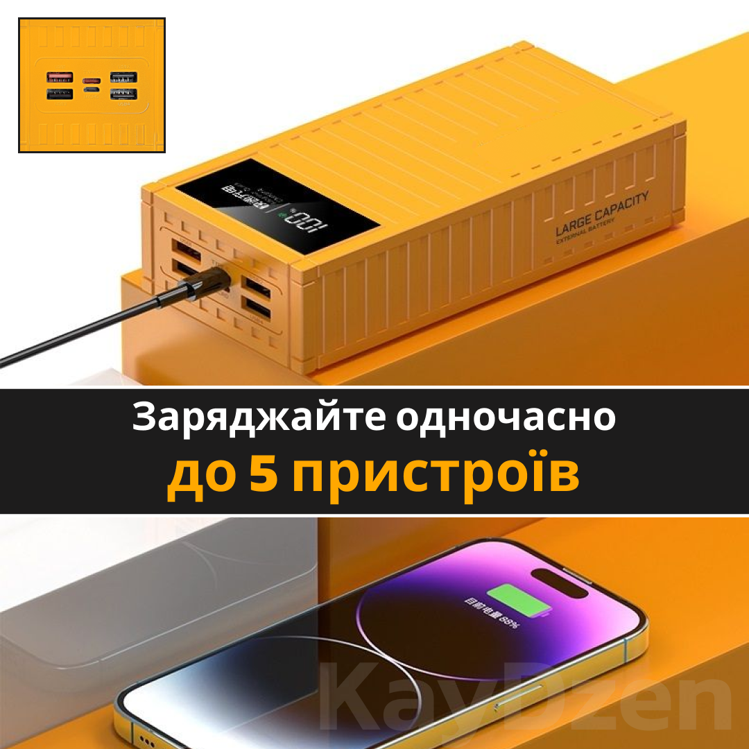 Повербанк Andowl Q-CD4000 40000 mAh быстрая зарядка QC3.0 PD30W Желтый (b1bbe422) - фото 6
