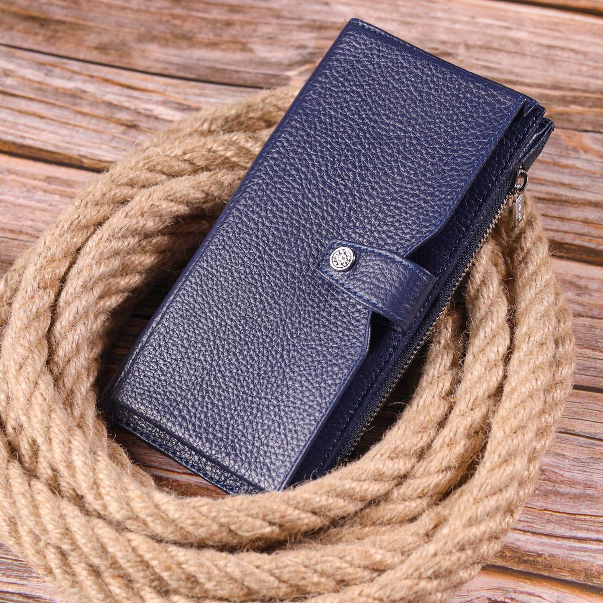 Бумажник вертикальный Karya Men Wallet 21423 из натуральной кожи Синий - фото 7