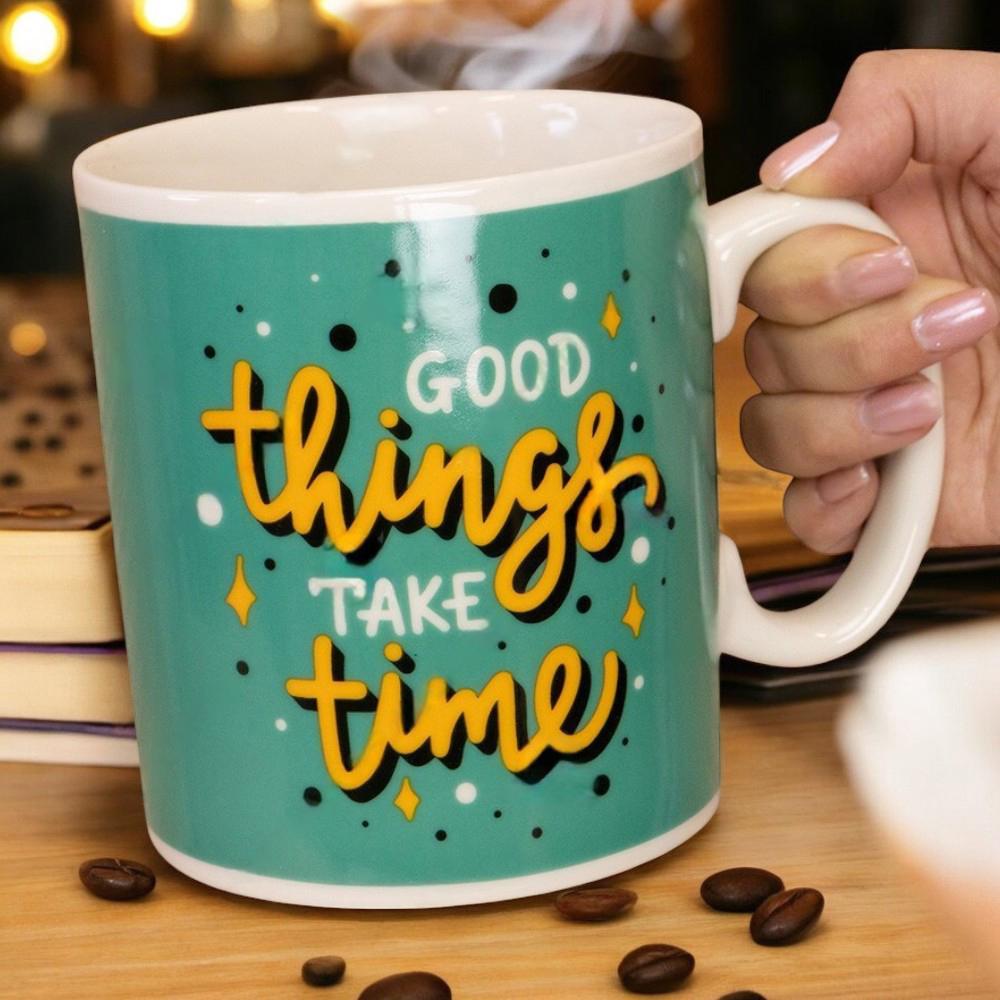 Кружка керамическая "Good things take time" 1 л Зеленый - фото 4 Кружка керамическая "Good things take time" 1 л Зеленый - фото 4