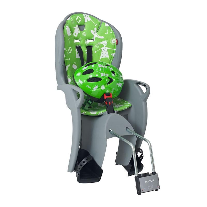 Комплект велокрісло дитяче Hamax Kiss safety package на раму + шолом Сірий/Зелений (HAM551089)