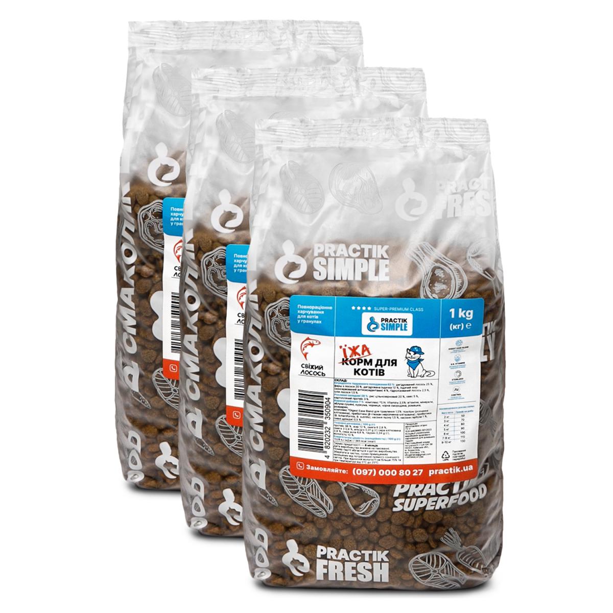 Корм для котів Practik Simple Суперпреміум з Свіжим Лососем 3 кг (3CSS904) - фото 1