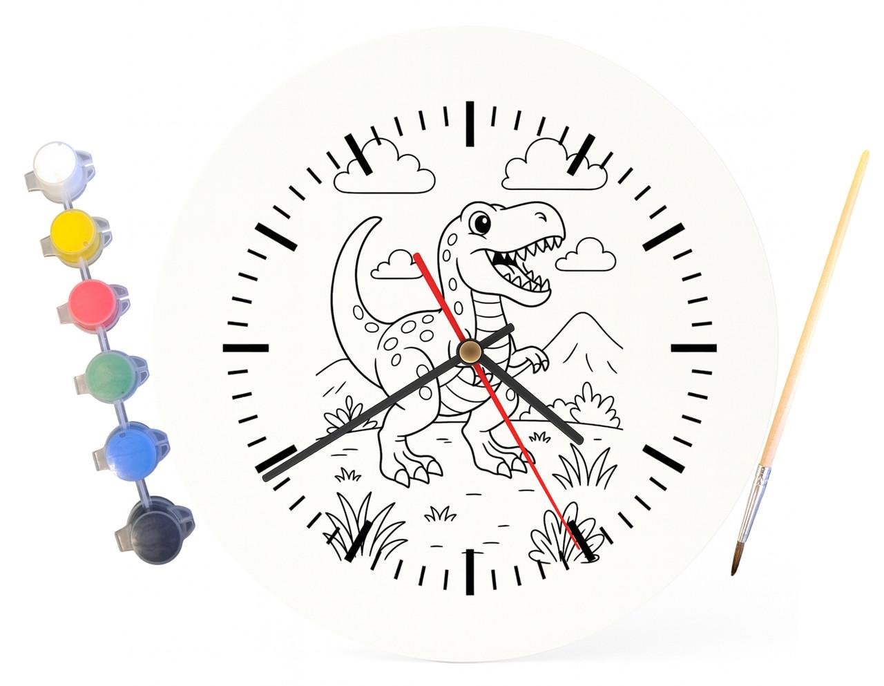 Детский набор для творчества часы раскраска Динозавр Тиранозавр Рекс 30 см (Г0055) - фото 4
