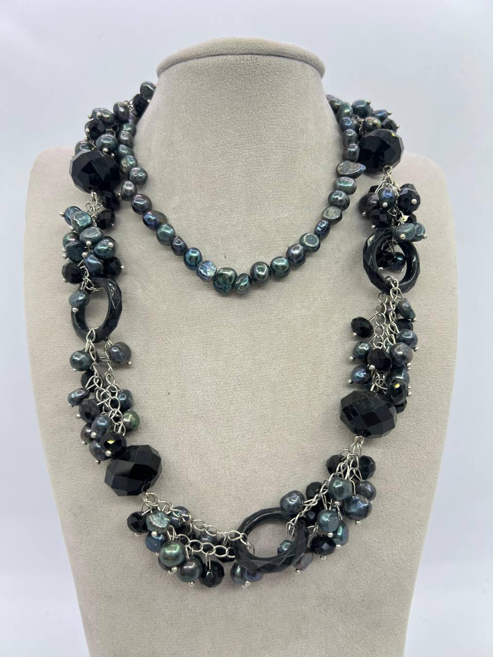 Бусы жемчуга 76 см Черный (11731)