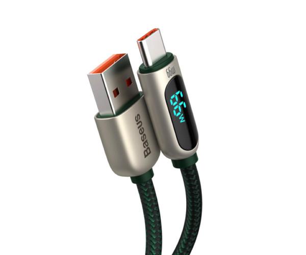 Кабель USB Data BASEUS Display USB to Type-C 66W 1 м Green - фото 4