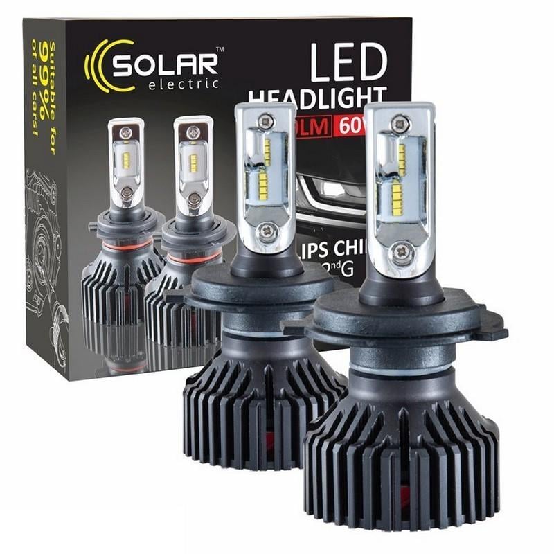 Лампи светодиодные Solar H4 12/24 V 6000K 8000 Lm 60W 2 шт. (8304)