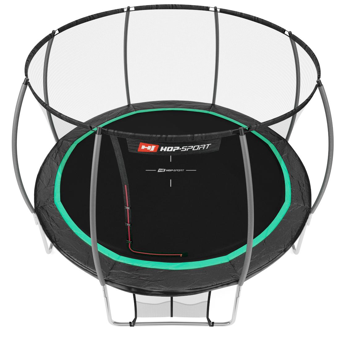 Батут Hop-Sport Premium 12ft (366 см) з внутрішньою сіткою Чорно-зелений - фото 3