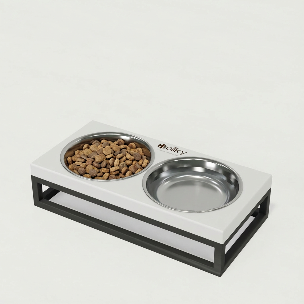 Миски на підставці для маленьких собак і котів Hollky Base XS 2х0,25 л (BXS-28145-GRWH) - фото 1