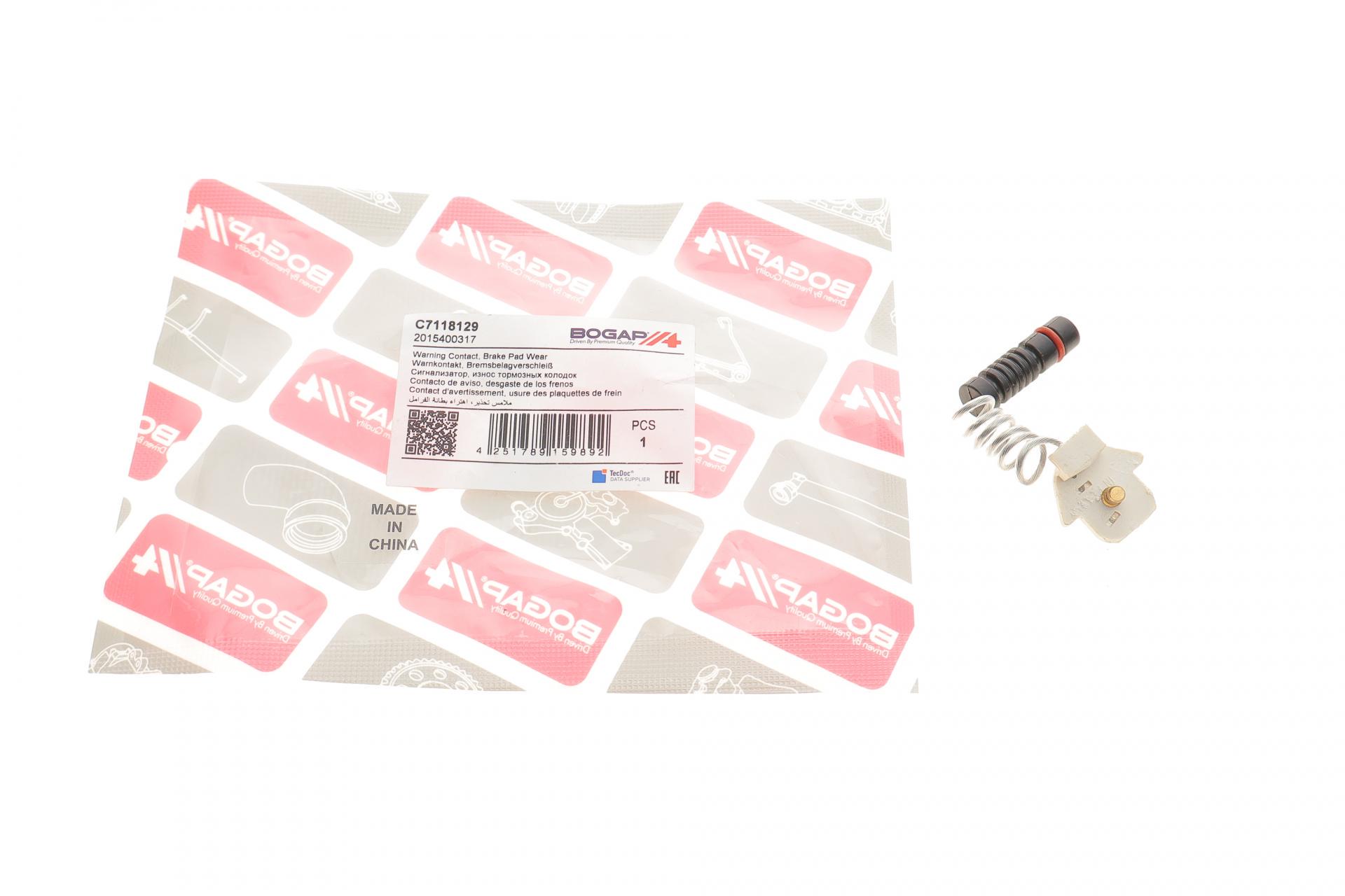 Датчик BOGAP износа тормозных колодок передних Mercedes W124/W201 82-98 (C7118129)