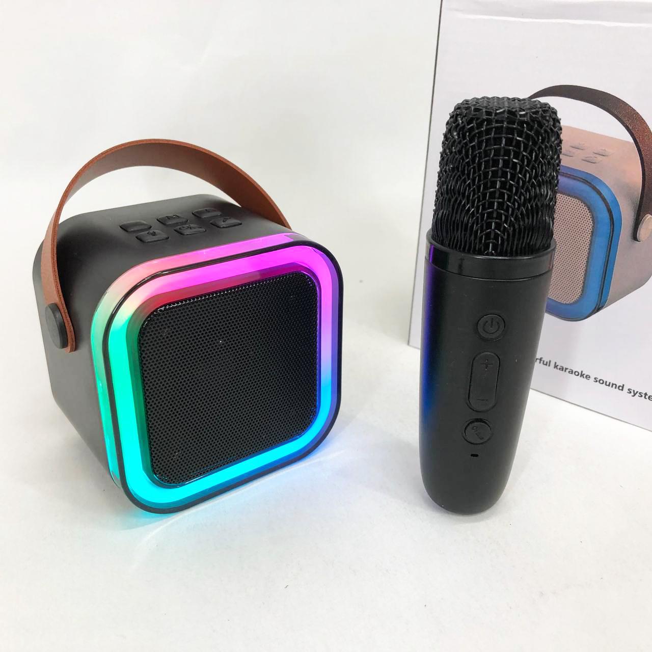 Колонка портативна з караоке мікрофоном та RGB підсвічуванням K12 /10W Bluetooth Чорний - фото 2