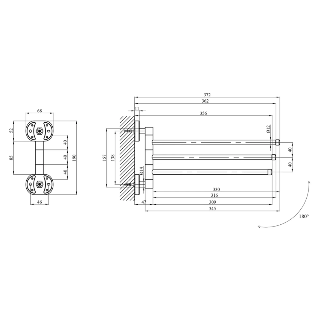 Тримач для рушників Kroner KRM Elbe ACC2913 (CV022872) - фото 5 Тримач для рушників Kroner KRM Elbe ACC2913 (CV022872) - фото 5