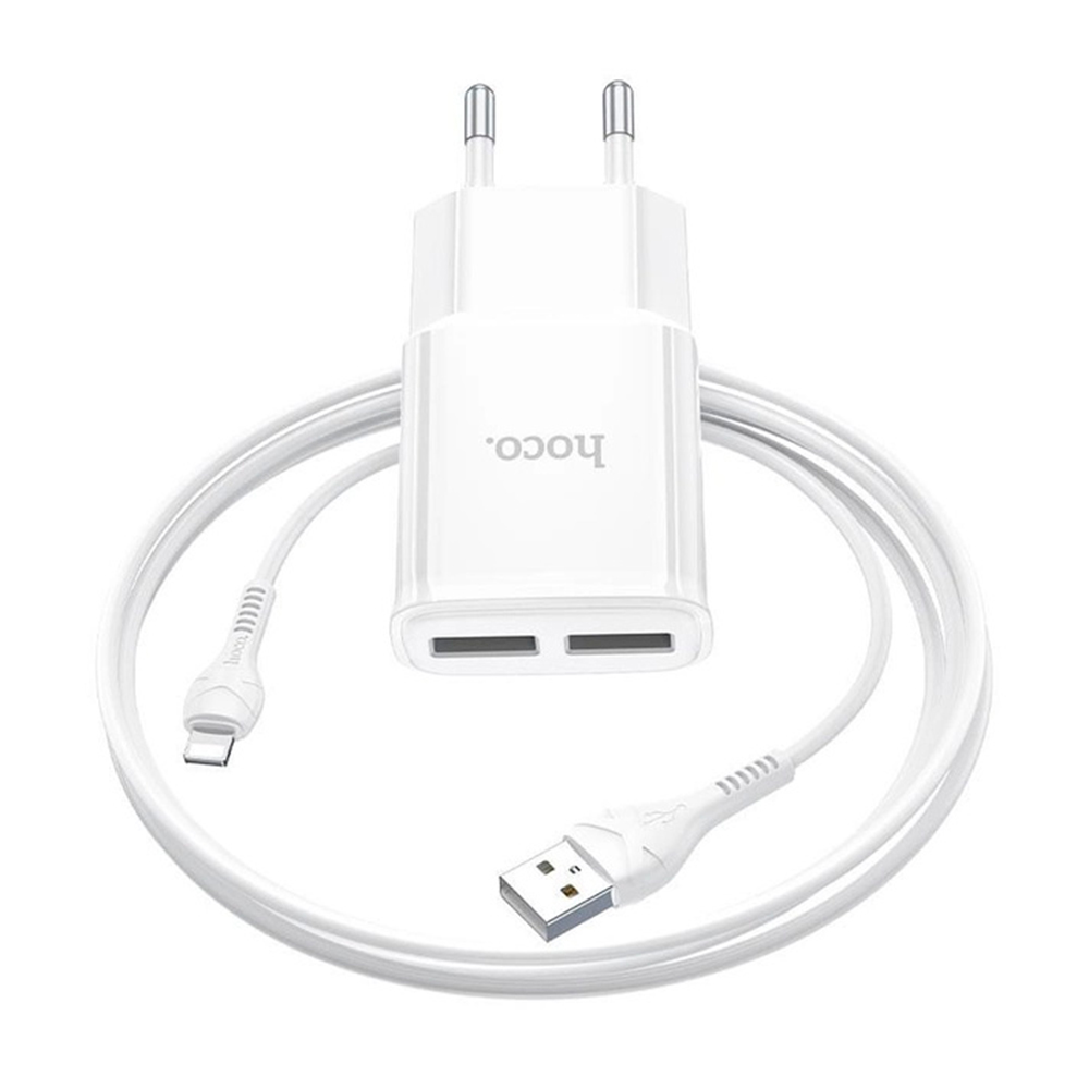 Набор зарядных устройств Hoco C88A 110-240V 2xUSB 2,4A Lightning 1 м (26441825)
